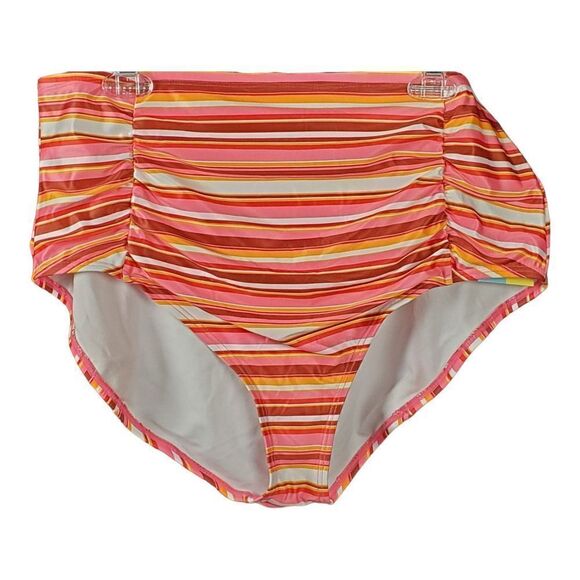 New Island Rays Bikini Swim Bottom 3X Brown Orange Stripe Beach Pool Cruise - Picture 1 of 10